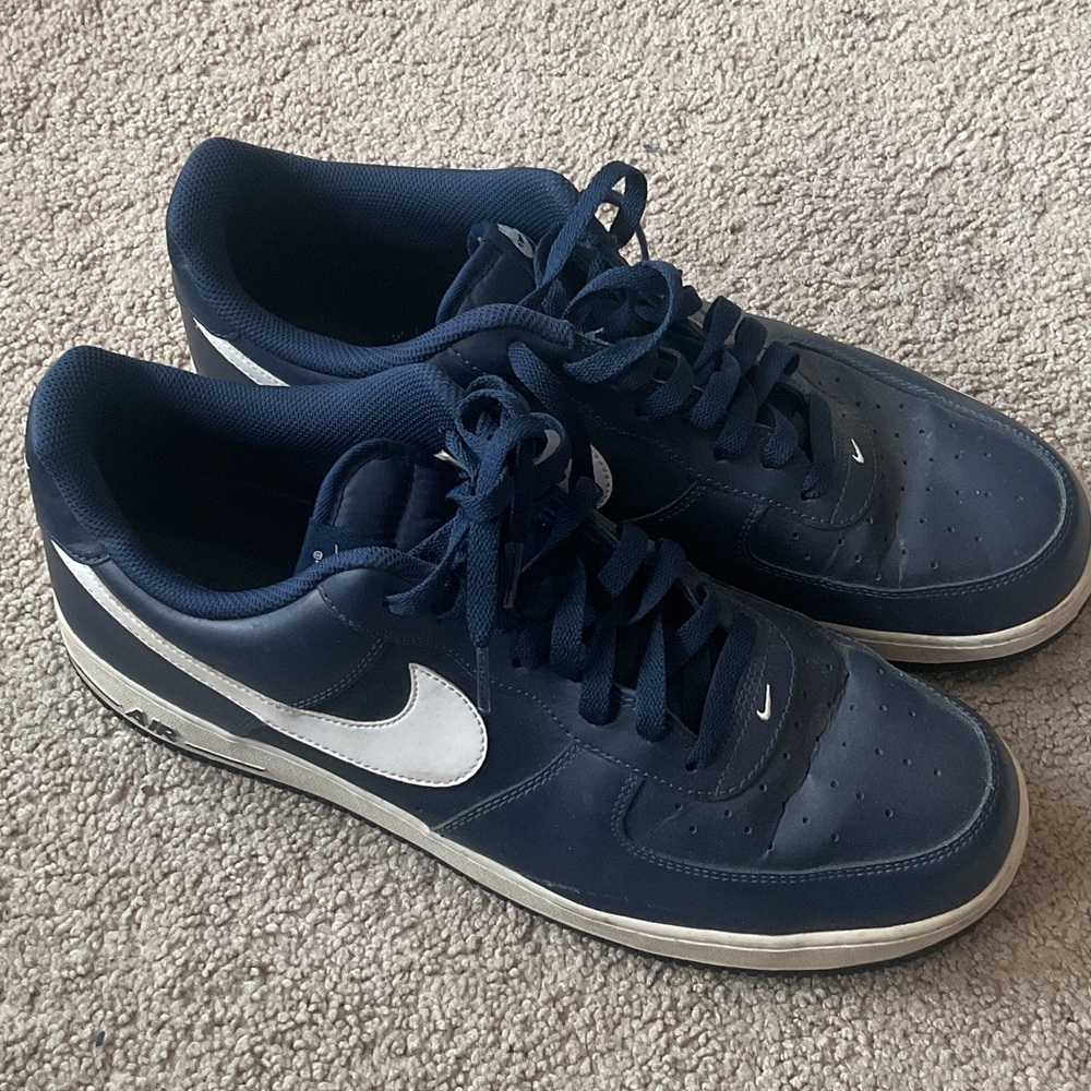 Nike Air Force 1 navy blue and white sneakers 13